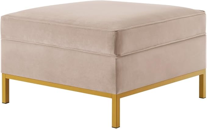 24KF Large Square Couch Ottoman for Living Room, Upholstered Velvet Padded Cushion Ottoman Table,Large Foot Rest,Taupe-DeskLoop Office