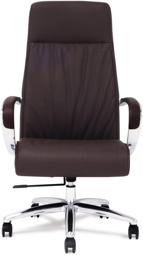 ZURI Forbes Genuine Leather Aluminum Base High Back Executive Chair - Dark Brown-DeskLoop Office