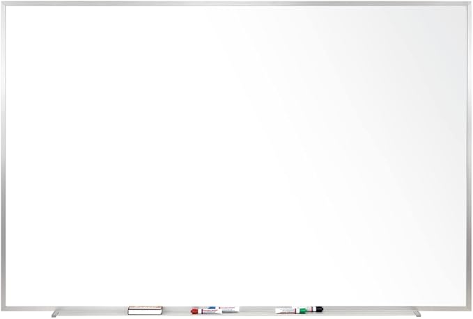 Ghent 4 x 10 Aluminum Frame Porcelain Magnetic Whiteboard, 1 Marker, 1 Eraser by Ghent