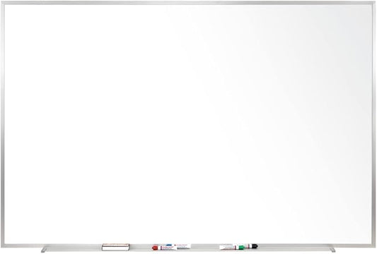 Ghent 4 x 10 Aluminum Frame Porcelain Magnetic Whiteboard, 1 Marker, 1 Eraser by Ghent