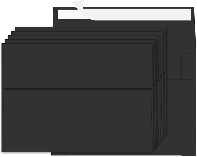 100 Packs Black 4x6 Envelopes for Invitation Card, A6 Small Envelopes Self Seal by Ouzoustate
