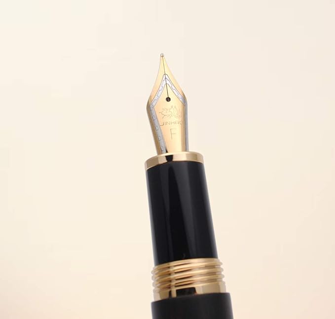 JINHAO 9056 Natural Wood Fountain Pen Handmade Ink Pen (Ebony Wood, Fine Nib 0.5mm)-DeskLoop Office