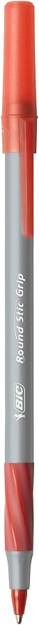 BIC Round Stic Grip Xtra Comfort Red Ballpoint Pens, Medium Point, 12-Count Pack - Image 2