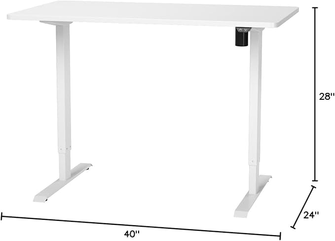FLEXISPOT EN1 One-Piece Adjustable Height Desk 40 x 24 Inches Whole Piece Desktop Small Standing Desk for Small Space Electric Sit Stand Home Office Table (White Frame + White Desktop)-DeskLoop Office