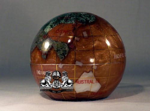 Unique Art 3-Inch amber Pearl Swirl Ocean Gemstone World Globe Paper Weight - Image 3