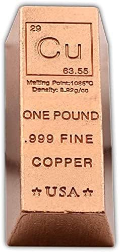 1 Pound lb - Trapezoid Style Copper Bullion Bar Paperweight - .999 Fine Ingot - - Image 5