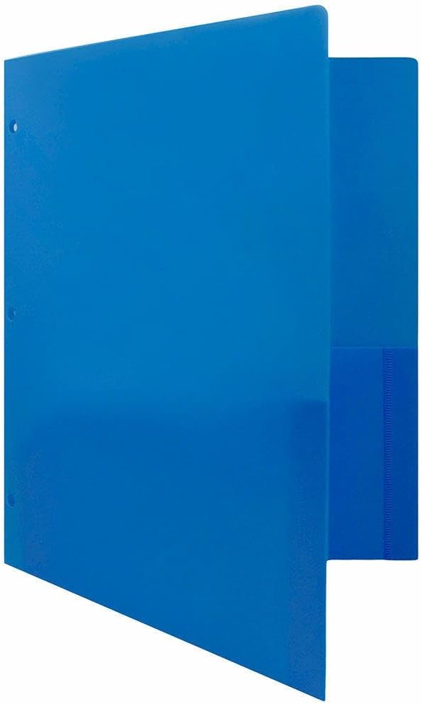 JAM PAPER Heavy Duty Plastic 3 Hole Punch Pocket Folders - Image 3