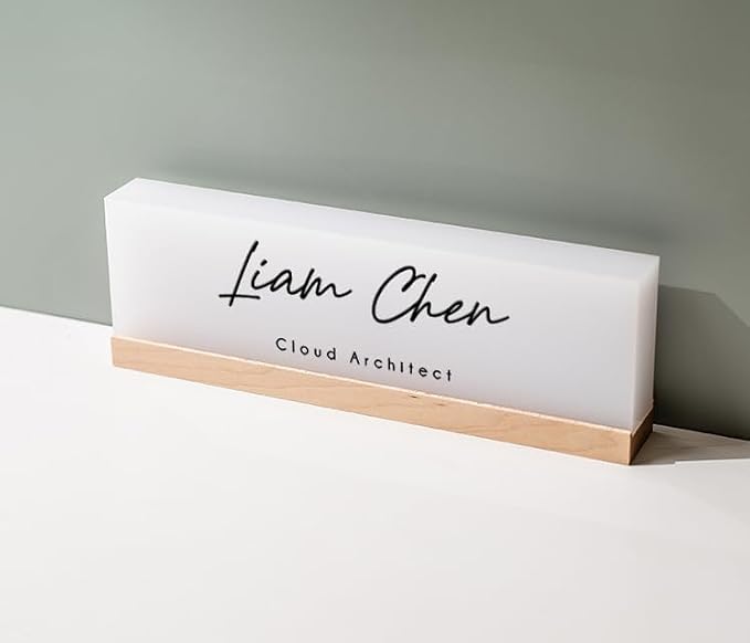 Personalized Acrylic Name Block w/Wooden Base - Image 8