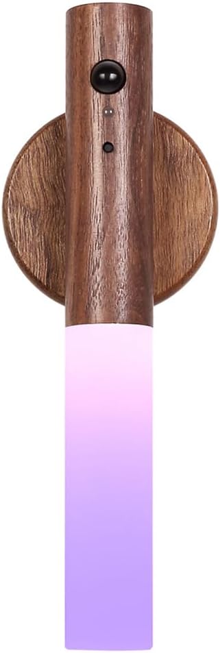 LANDGOO Motion Sensor Night Light RGB & Touch Control | USB-C Rechargeable Wooden Wall Sconce | Bathroom/Bedroom Light for Hallway, Stairs, Closet, Kids Room, Vanity, (Walnut Wood)-DeskLoop Office
