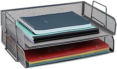 Mind Reader Stackable Paper Tray, Desktop Organizer, File Storage, Metal Mesh by MindReader