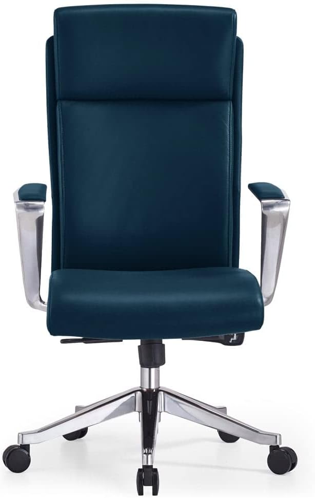 ZURI Draper Leather Executive Chair with Aluminum Frame Dark Teal-DeskLoop Office