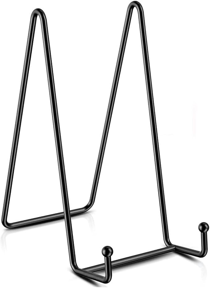 KINGDOM SOLUTIONS 8" 2-Pack Metal Stands Black – Book Stand – Sturdy Plate by KINGDOMSOLUTIONS