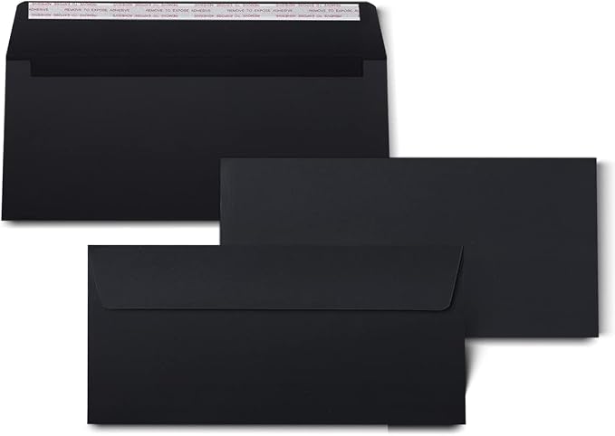 100Qty#10 Black Business envelopes 4.125x9.5In- windowless design 120GSM paper - Image 2