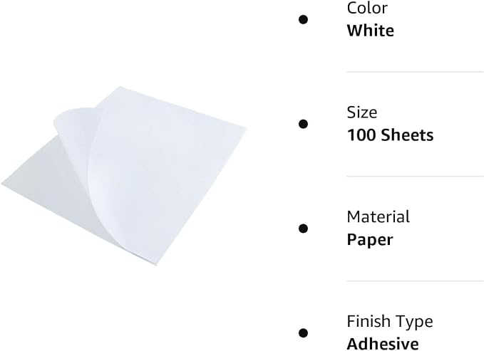 L LIKED 8.5x11 Printable White Sticker Paper Full Sheet Label, - Image 5