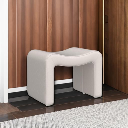Large Footstool Ottoman, Multi-Functional Modern Foot Stool, Sofa Footrest Extra Seating for Living Room, Entryway, Hallways and Bedrooms, Large, White-DeskLoop Office