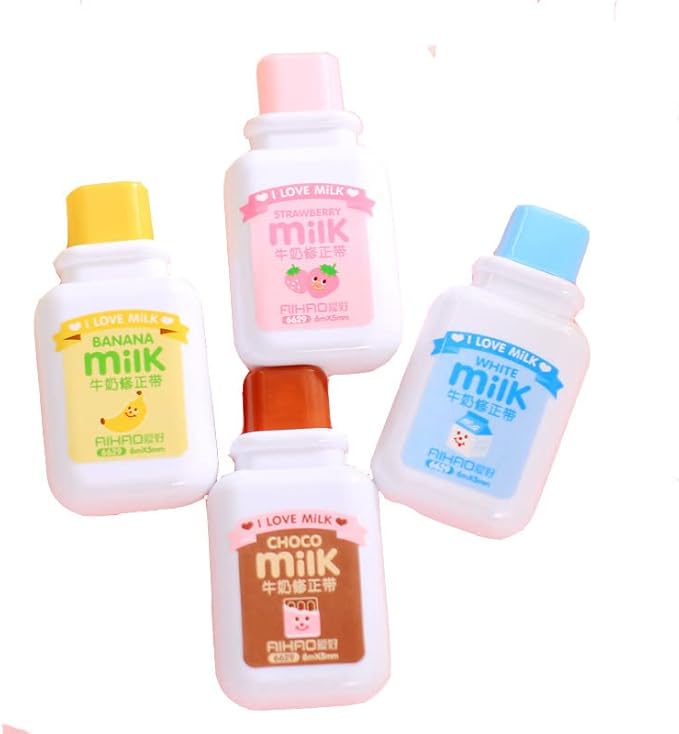 Brccee AC 4PCS Milk Bottle Correction tape Kawaii Cartoon Stationery Cute by BrcceeAC