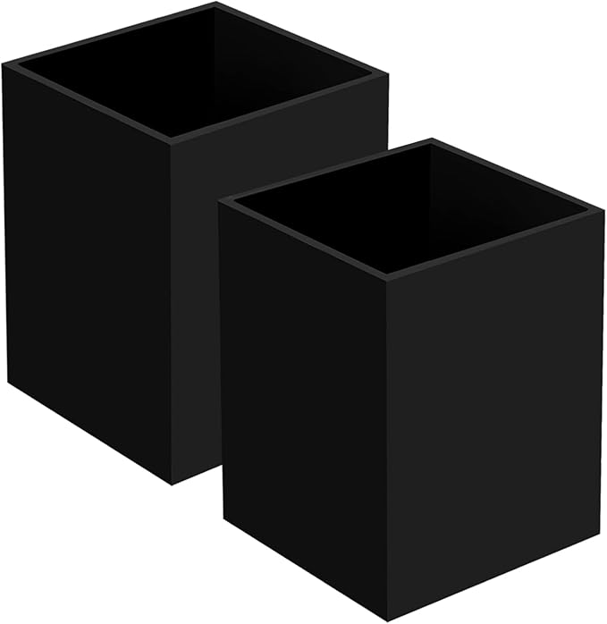 2 Pack Acrylic Pen Pencil Holder, Black Makeup Brush Holder Cup Storage Office Desktop Desk Table Stationery Organizer-DeskLoop Office