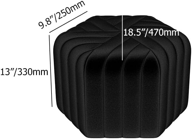 homary 18.5" Hexagonal Pouf Ottoman Upholstered, Velvet Footrest Rest Stools Modern Sofa Footrest Entryway Shoe Changing Stool, Low Coffee Table Footstool for Living Room/Bedroom/Entrway-Black-DeskLoop Office