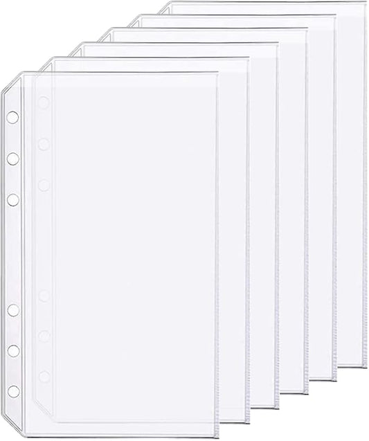 6 Pack A6 6 Holes Binder Pockets Plastic Binder Folders Waterproof 6 Holes by Zelten