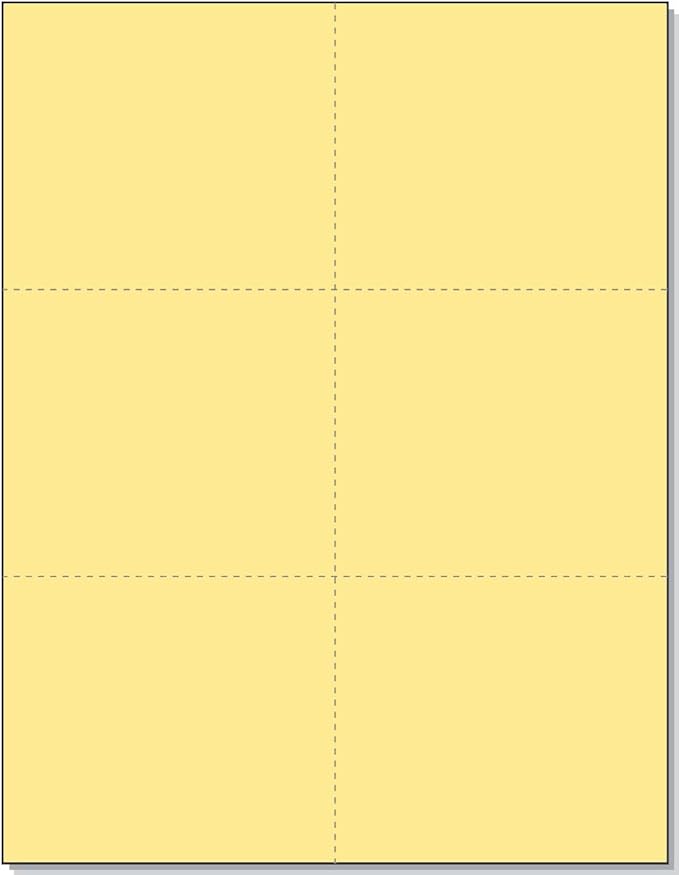 Limited Papers (TM) 8.5x11 Perforated Paper, 20/50 Pound, 75 GSM, Variety of Perforation Sizes and Colors, for Forms, Tickets, Postcards, Business Cards. (Buff, 6 up)
