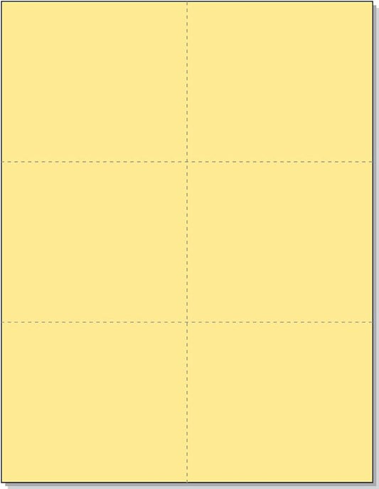 Limited Papers (TM) 8.5x11 Perforated Paper, 20/50 Pound, 75 GSM, Variety of Perforation Sizes and Colors, for Forms, Tickets, Postcards, Business Cards. (Buff, 6 up)