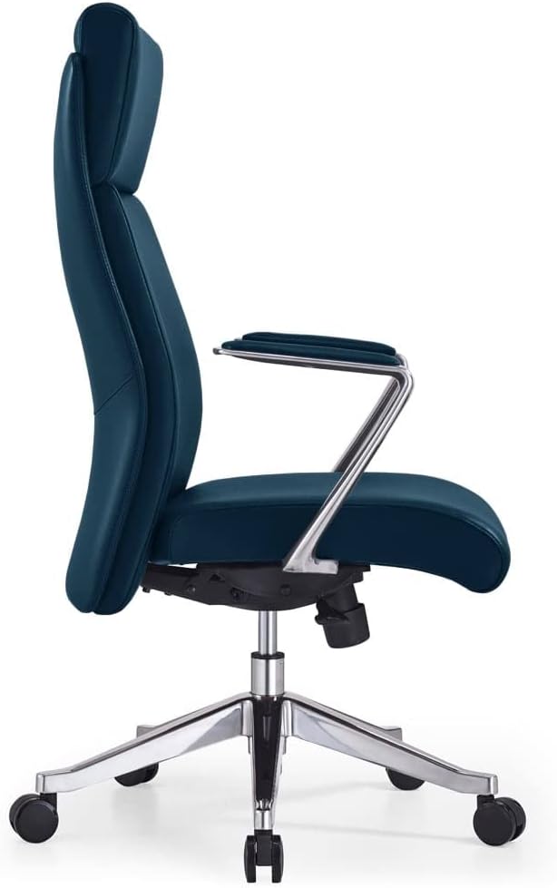 ZURI Draper Leather Executive Chair with Aluminum Frame Dark Teal-DeskLoop Office