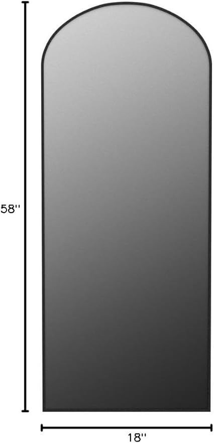 HARRITPURE 58"x18" Arched Full Length Mirror Free Standing Leaning Mirror Hanging Mounted Mirror Aluminum Frame Modern Simple Home Decor for Living Room Bedroom Cloakroom, Black-DeskLoop Office