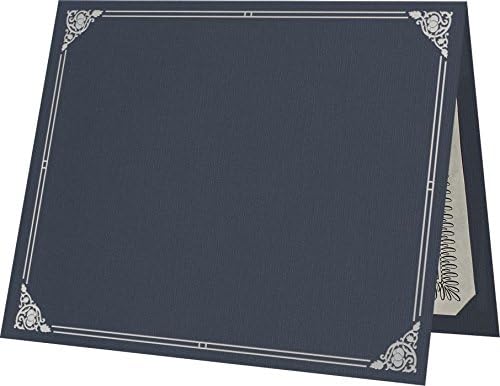 LUXPaper 9.5" x 12" Certificate Holders | Nautical Blue Linen | Embossed Silver by LUXPaper