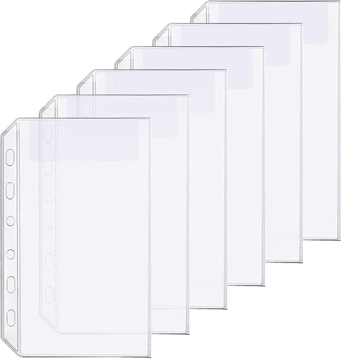 6 Pack A7 6 Holes Binder Pockets Plastic Binder Folders Waterproof 6 Holes by Zelten