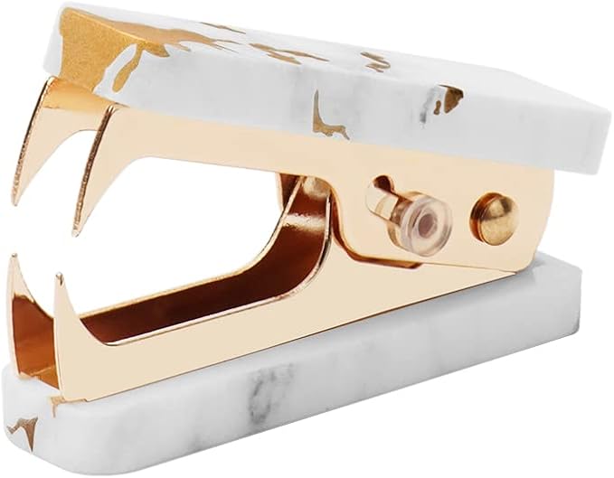 1PC Marble Gold Line Gold Staples Remover Acrylic Luxury Yellow Golden Metal by MEIYITIAN