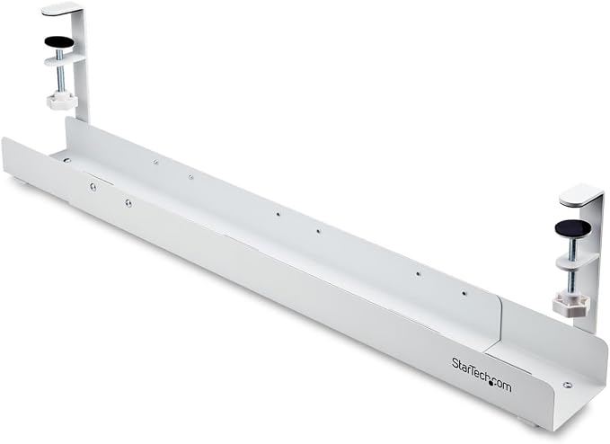StarTech.com Under Desk Cable Management Tray, Length Adjustable, Clamp-On by StarTech