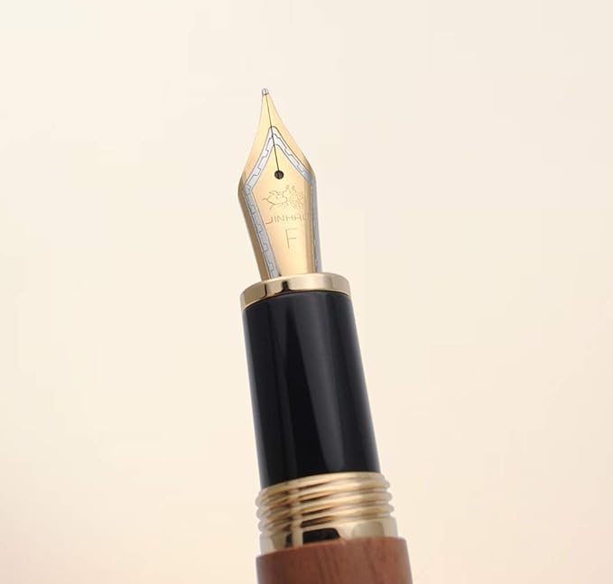 JINHAO 9056 Natural Wood Fountain Pen Handmade Ink Pen (Peach Wood, Fine Nib 0.5mm)-DeskLoop Office