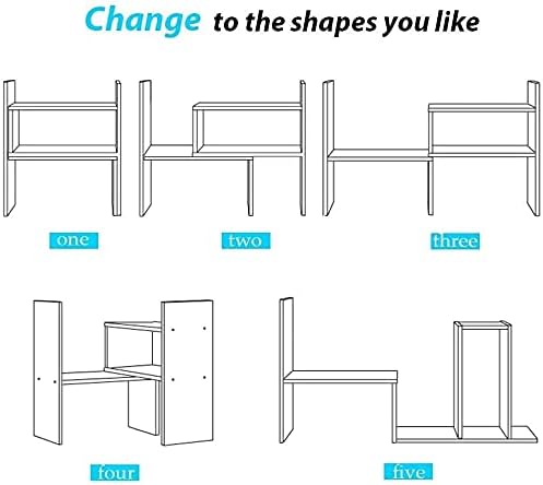 Sorfity Desktop Bookshelf Desk Storage Organizer Adjustable Wood Desktop - Image 5