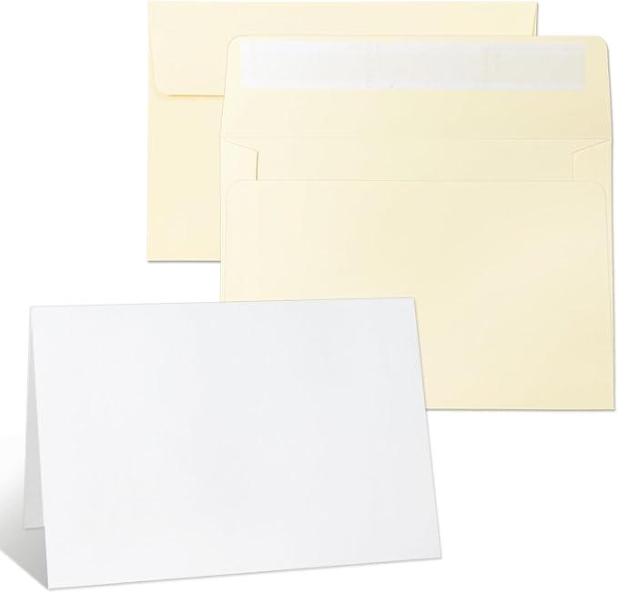 44 Pack Blank Cards and Cream Envelopes 4x6, Self-Seal A4 Envelopes by YINUOYOUJIA