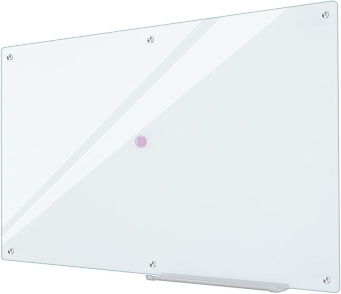Glass Whiteboard 6'x 4', Magnetic Dry Erase Board, Large Framless Glass White Board for Wall Office School Home-DeskLoop Office