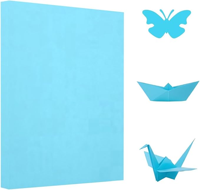 A4 Origami Paper Light Blue 100 Sheets, 8.27×11.7 inch Double Sided Color Easy Fold Big Origami Paper A4 Colored Copy Paper Thin 70gsm for Beginners, DIY handwork Art and Craft Projects (210 x 297 mm)-DeskLoop Office