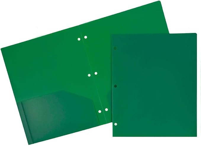 JAM PAPER Heavy Duty Plastic 3 Hole Punch Pocket Folders by JAMPaper