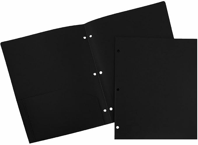 JAM PAPER Heavy Duty Plastic 3 Hole Punch Pocket Folders by JAMPaper