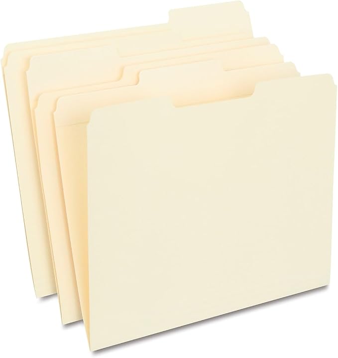 Staples 30% Recycled Reinforced File Folders, Letter Size, 1/3‑Cut Tabs by Staples