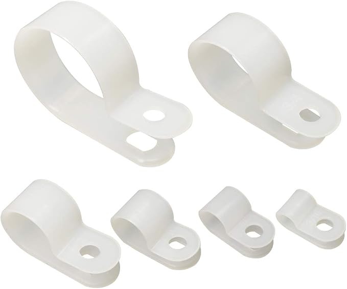 Cable Clamp 200 Pcs Black Nylon Screws Plastic R-Type Cable Clamp Clips by Alamic