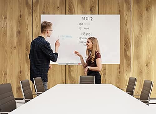 J&J worldwide Glass Whiteboard, Magnetic Brilliance White Glass Dry Erase Board 4' x 3' Imperforated, Frameless, Includes Markers, Magnets, Aluminum Marker Tray, Eraser for Wall, Office, Home-DeskLoop Office