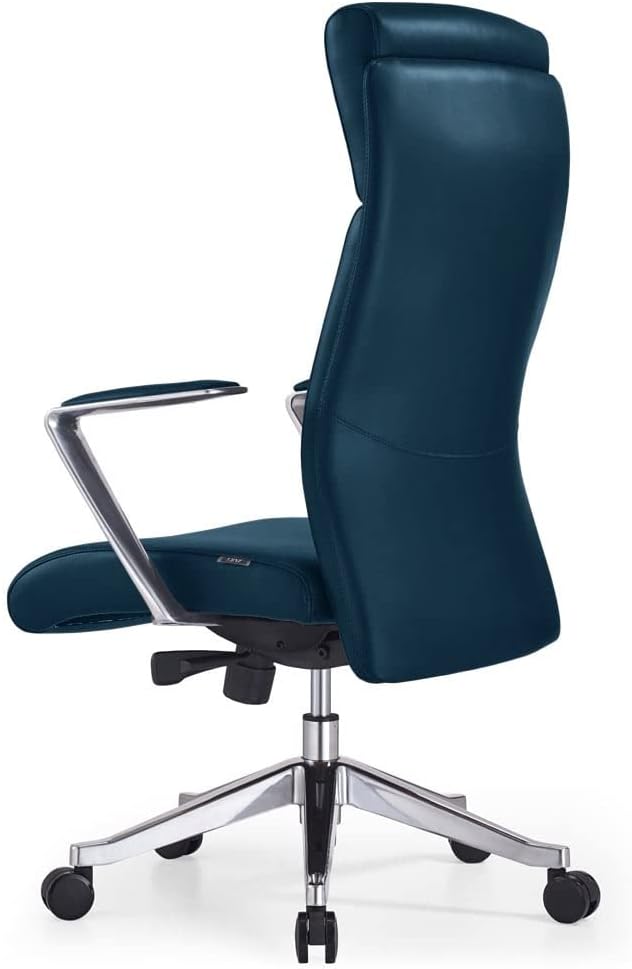 ZURI Draper Leather Executive Chair with Aluminum Frame Dark Teal-DeskLoop Office