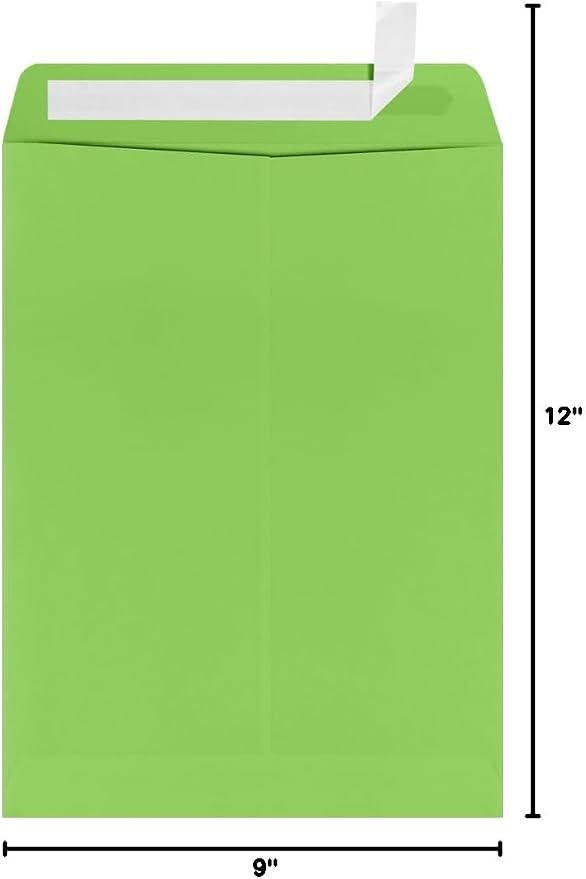 LUXPaper 9 x 12 Open End Envelopes | Peel & Press | Limelight Green | 80lb. - Image 3