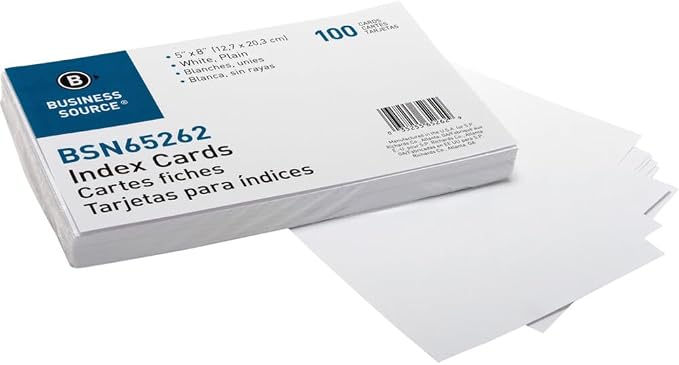 Business Source Plain Index Cards, 5 X 8 by BusinessSource