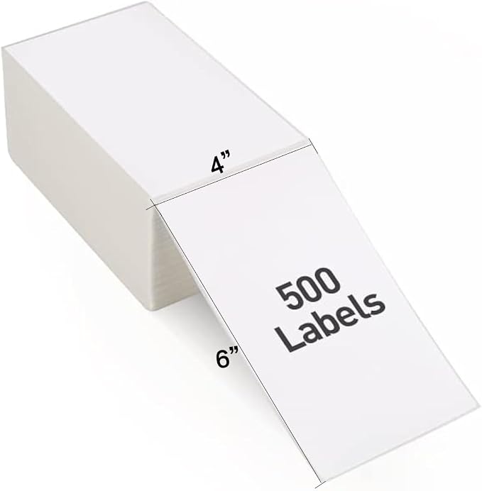 Fanfold 4”x 6” Direct Thermal Shipping Labels Self Adhesive, 500 Postage by Fangtek