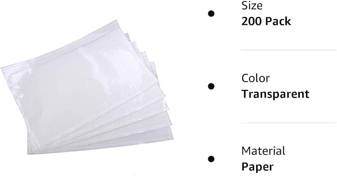 6" x 9" Clear Adhesive Top Loading Packing List Pouches Shipping Label Envelopes - Image 7