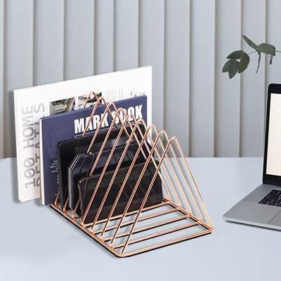 EASEPRES Rose Gold Magazine Holder, Desktop File Sorter Organizer Triangle 9 - Image 5