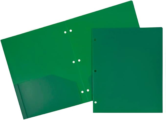 JAM PAPER Heavy Duty Plastic 3 Hole Punch Pocket Folders by JAMPaper