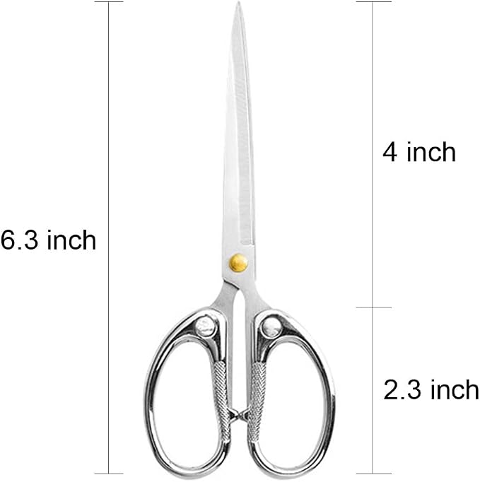 6.3" All Stainless Steel Office Scissors, Ultra Sharp Blade Shears, Sturdy - Image 2