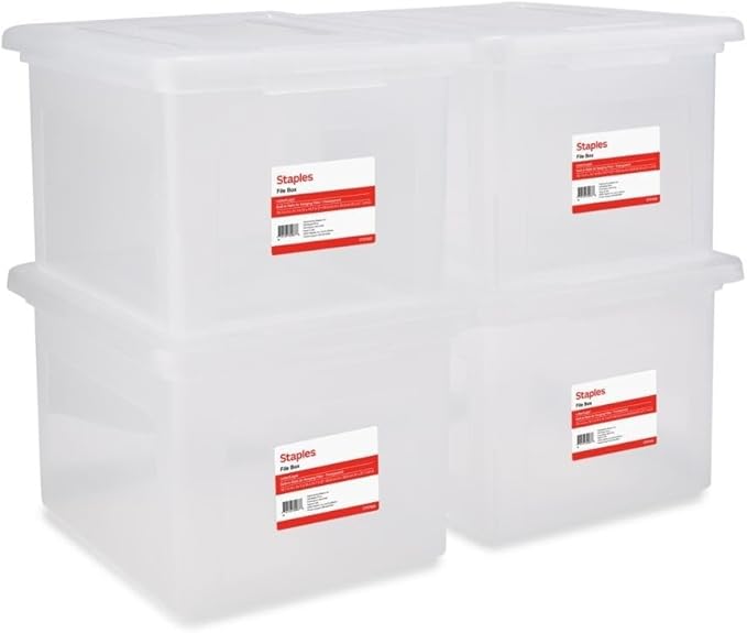 STAPLES Plastic File Box with Snap Lid, Letter/Legal Size by Staples